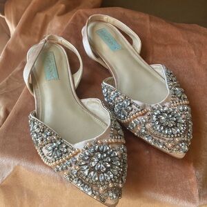 Betsey Johnson Pink Beaded Flats